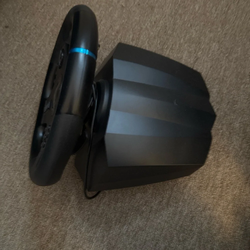 Black and Blue Gaming Wheel with Pedals